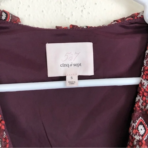 100% Silk Cinq á Sept Jasmine Floral Ruffle Fringe Dress - Picture 7 of 14